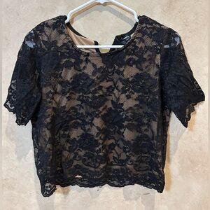 J for Justify Black Lace cropped party Blouse